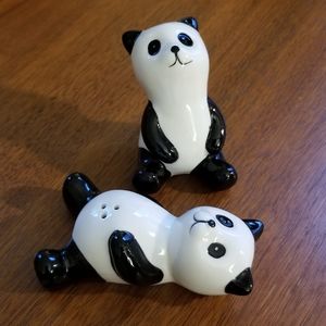 Panda salt and pepper shaker set ceramic